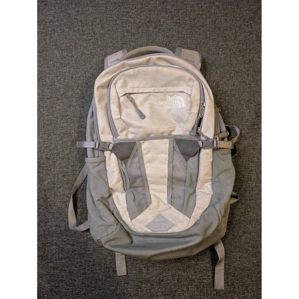 The North Face Recon Backpack White Cream Flex Vent Laptop School Travel Bag TNF